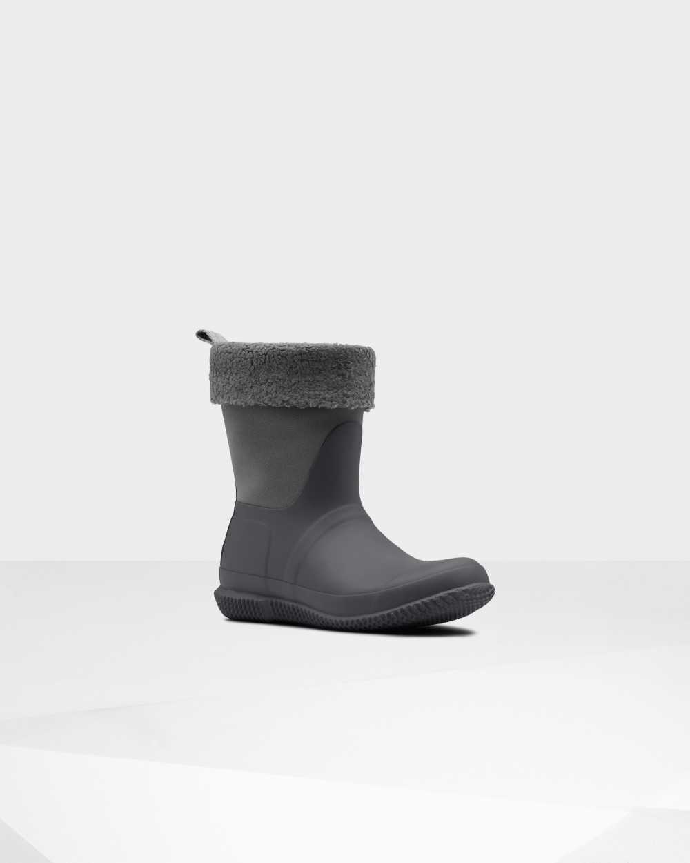 Hunter Women's Original Insulated Roll Top Sherpa Winter Boots Grey,KYAJ95318